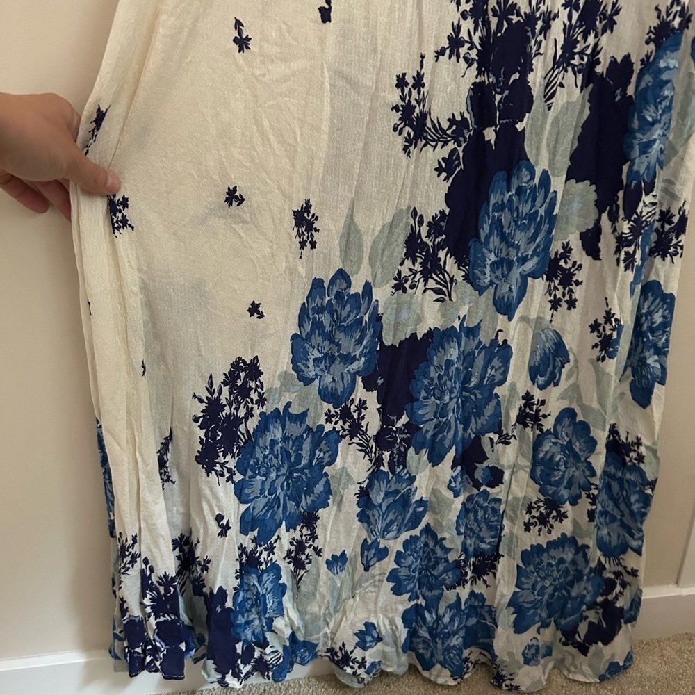 Free People Get To Me Printed Maxi Slip Dress Size XL in Blue - Picture 4 of 10